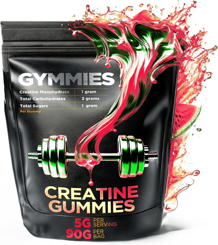 Creatine Monohydrate Gummies - μυϊκή ανάπτυξη, απόδοση, αντοχή - 5 Gram Creatine per Serving - Vegan, Non-GMO, Gluten-free, Made in USA - 90ct (90 Count, Watermelon)