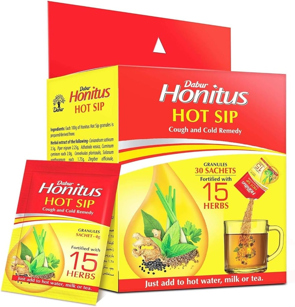 OTAA Honitus Hot Sip, φαρμακευτική αγωγή, 30 φακελάκια (4g x 30), Ayurvedic Kadha, άμεση ανακούφιση από το βήχα, κρύο, πονόλαιμο, φυσικός ενισχυτής ανοσίας, μοναδικό μείγμα των 15 βότανα πακέτο των 15