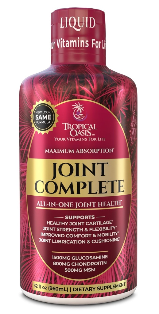 Συμπληρωμένο Premium- Υγρό Κοινό Συμπλήρωμα w/Glucosamine, Chondroitin, MSM, Υαλουρονικό Οξύ – για τα οστά, Κοινή Υγεία - 96% Μέγιστη Απορρόφηση– 32oz, 32serv