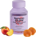 Lemme Glow Collagen Gummies for Thick Hair, Strong Nails & Healthy Skin with Multi-Collagen Peptides, Biotin, Trace Minerals, Zinc, Vitamins A, C & E, Dairy & Gluten Free, Peach Flavor, 60 ct.