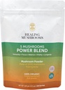 5 Μανιτάρια Power Bland, οργανική σκόνη με Lions Mane, Reishi, Cordyceps, Turkey Tail, Chaga. 100 γραμμάρια