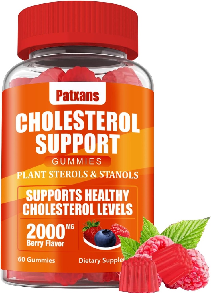 1 συσκευασία Cholesterol Support Gummies, περιέχει 2000MG φυτικών στερολών & στερολών, Cholesterol Complex Gummies, Υποστήριξη Υγιή επίπεδα χοληστερόλης, Ενεργειακή υποστήριξη, μικτή γεύση μούρου, 60 Counts