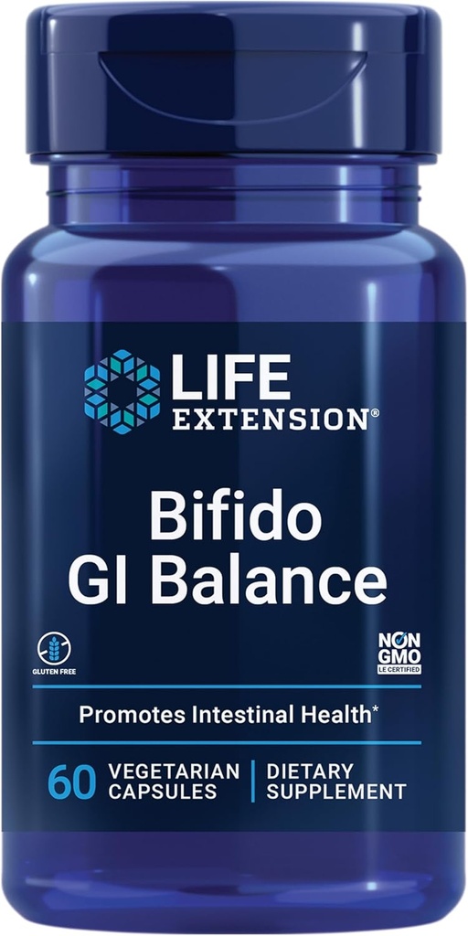 Life Extension Bifido GI Balance, probiotics, Bifidobacterium longum BB536® (2 Billion CFU), Support Healthy Gut & Digestive Health, Gluten-Free, Non-GMO, Vegetarian, 60 Capsules