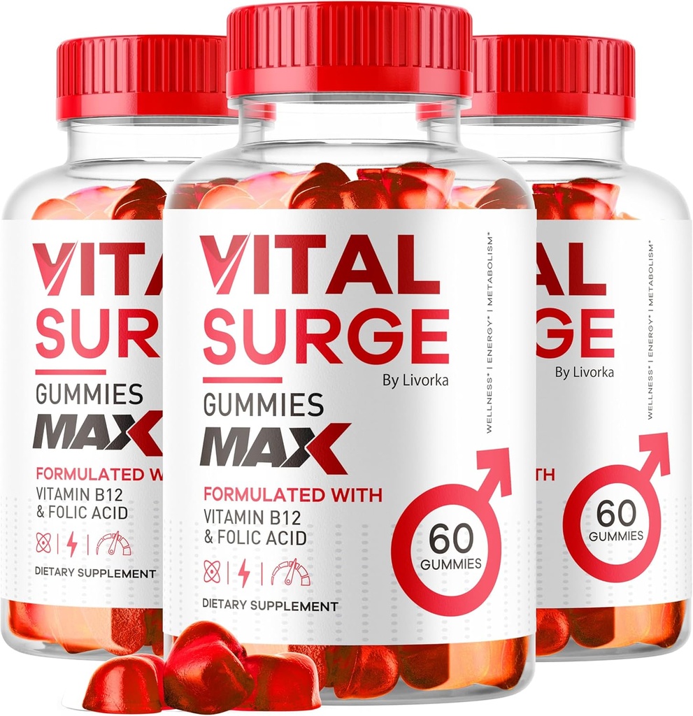 (3 Pack) Vital Surge - Vital Surge for Men Gummies, Vital Vita Surge Max Max Strength 1050 MG, VitalSurge Supplement Support Gummy Advanced Formula, Premium Vitamin Gomitas (180 Gummies)