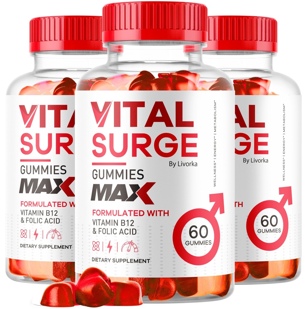 (3 Pack) Vital Surge - Vital Surge for Men Gummies, Vital Vita Surge Max Maximum Strength 1050 MG, VitalSurge Supplement Support Gummy Advanced Formula, Premium Vitamin Gomitas (180 Gummies)