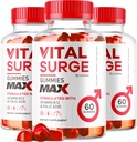 (3 Pack) Vital Surge - Vital Surge for Men Gummies, Vital Vita Surge Max Maximum Strength 1050 MG, VitalSurge Supplement Support Gummy Advanced Formula, Premium Vitamin Gomitas (180 Gummies)