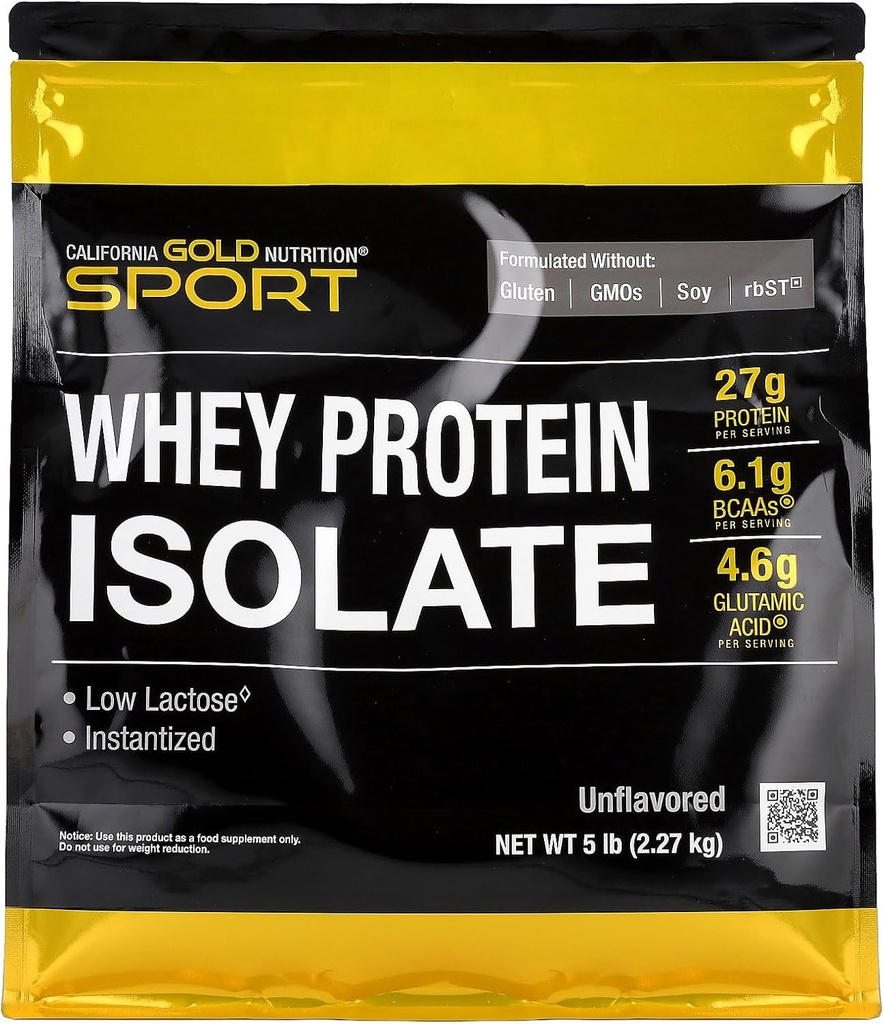 Καλιφόρνια Gold Nutrition Sport, Whey Protein Isolate, Unflavored, 5 lb (2,27 kg)