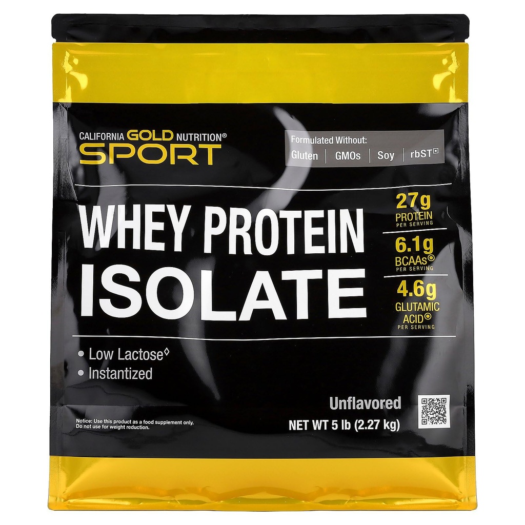 Καλιφόρνια Gold Nutrition Sport, Whey Protein Isolate, Unflavored, 5 lb (2,27 kg)