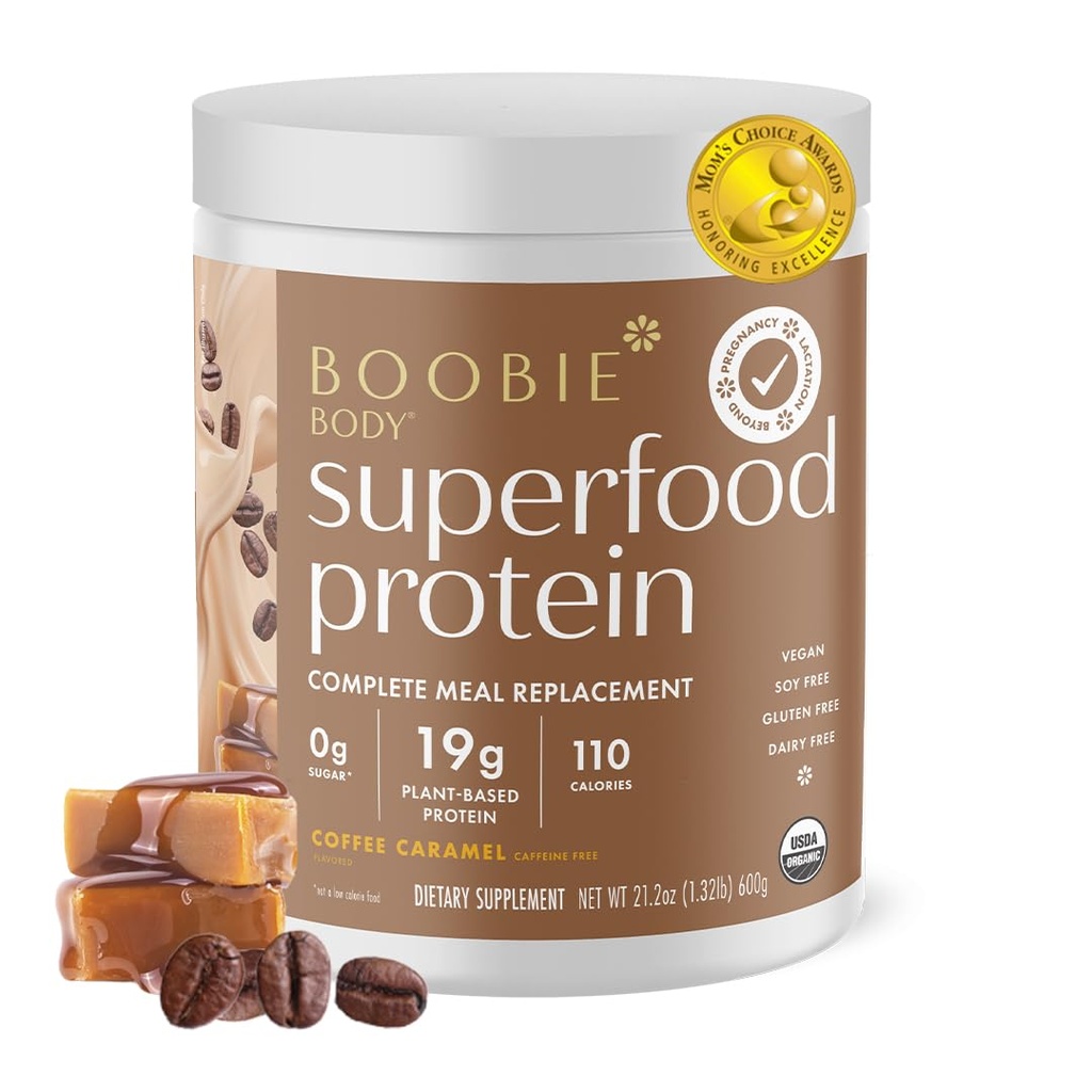 Boobie Σώμα Superfood Πρωτεΐνη Εγκυμοσύνη και μετά τον τοκετό Αντικατάσταση γεύματος Shake, Καφές Caramel Γεύση 