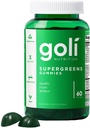 Goli SuperGreen Vitamin Gummy - 60 Count - Ουσιώδεις Βιταμίνες και Ορυκτά - Φυτική βάση, Vegan, Χωρίς Γλουτένη & Ζελατίνη Δωρεάν - Υγεία από Εντός, Συσκευασία του 1