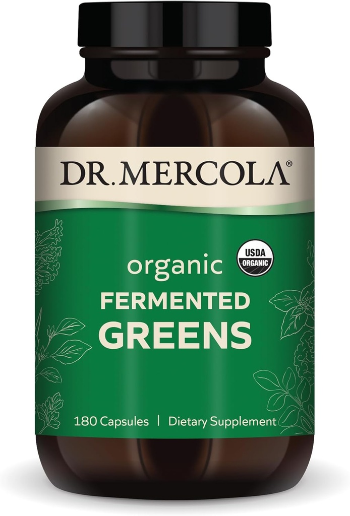 Δρ. Mercola Organic Fermented Greens, 30 Servings (180 Κάψουλες), Συμπλήρωμα διατροφής, Υποστηρίζει την Ανοσολογική Υγεία, Μη-ΓΤΟ, Πιστοποιημένο Organic USDA