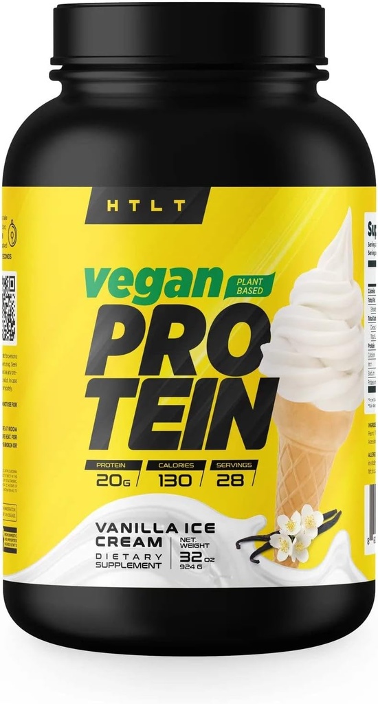 Vegan Protein by HTLT | Plant Based Protein Powder | Pea & Rice Protein Powder Blend | for High-Protein Shakes and Baked Treats, (Vanilla Ice Cream)
