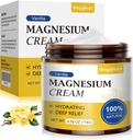 Magnesium Cream for Sleep - Natural Topical Magnesium Lotion for Pain & Leg Cramps, Muscle Relaxation, Calm - Nighttime Body Butter for Deep Hydration - Safe for Kids (Vanilla)