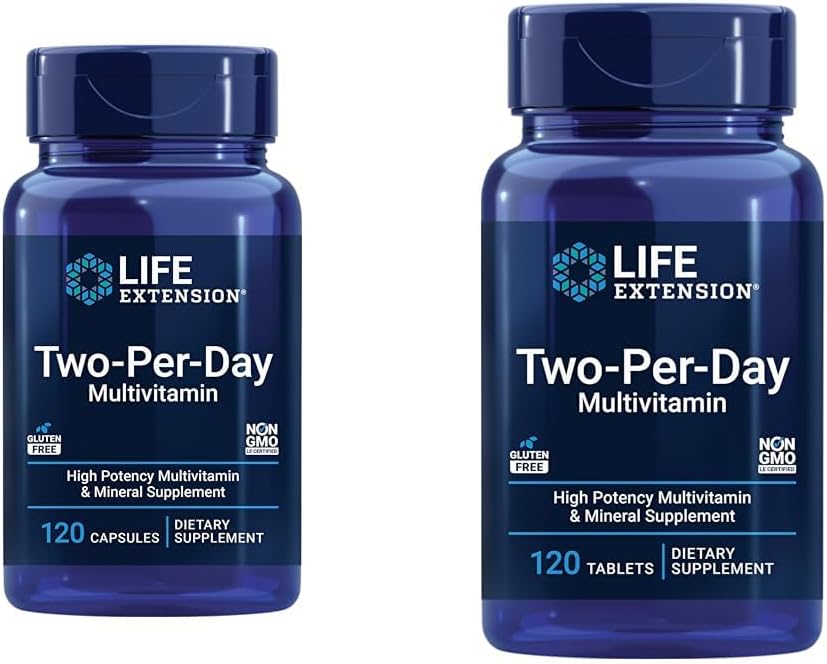 Life Extension Two-Per-Day Multivitamin 120 Capsules & 120 Tablets - Vitamins B, C, D, Zinc & Over 25 Vitamins, Minerals & Extracts