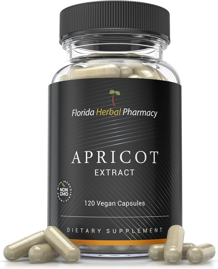 Florida Herbal Pharmacy Apricot Supplement Capsules 20:1 (120 Capsules) 500 mg per Capsule, 1000 mg Serving