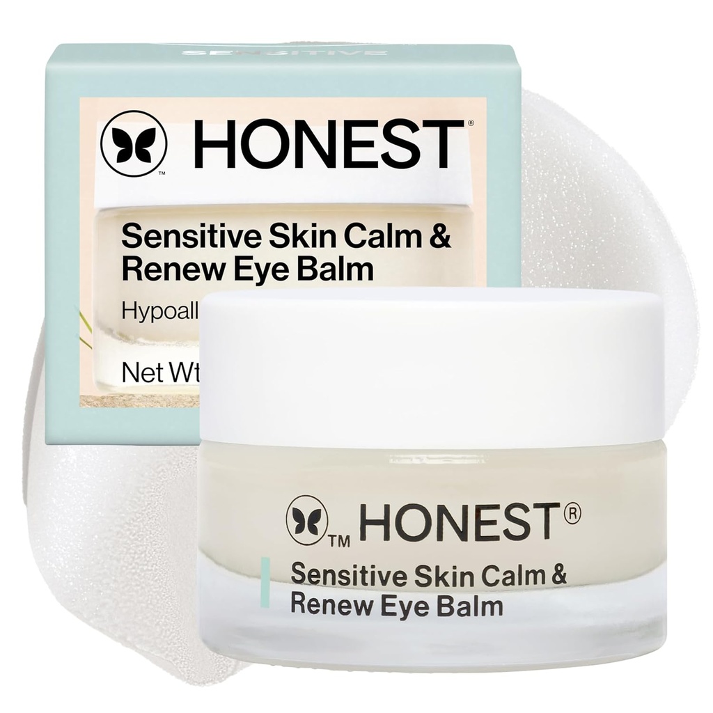 Honest Beauty Sensitive Skin Calm + Renew Eye Balm | Moisturizing + Firming | Hypoallergenic, Fragrance Free, Vegan | 0.5 oz