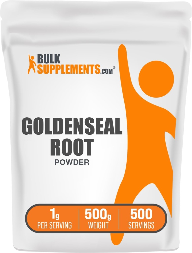 BulkSupplements.com Goldenseal Powder - συμπλήρωμα βοτάνων, που προέρχεται από Goldenseal Root - Vegan & Gluten Free, 1g ανά Σερβίρισμα, 500g (1.1 lbs) (Συσκευασία των 1)