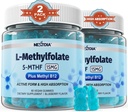 L-methylFolate 15mg & methyl B12 Gummies, μεθυλιωμένες B1, B2, B6 Πολυβιταμίνες - Ενεργές 5-MTHF & Υψηλή απορρόφηση - Υποστηρίζει MTHFR Gene, Cognition, Homocysteine επίπεδα, Folate Μεταβολισμός, Vegan, 120 Cts