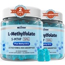 L-methylFolate 15mg & methyl B12 Gummies, μεθυλιωμένες B1, B2, B6 Πολυβιταμίνες - Ενεργές 5-MTHF & Υψηλή απορρόφηση - Υποστηρίζει MTHFR Gene, Cognition, Homocysteine επίπεδα, Folate Μεταβολισμός, Vegan, 120 Cts