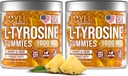 2 Pack - JOYLI L-Tyrosine Gummies 1000MG – Χωρίς ζάχαρη Vegan Focus συμπλήρωμα & Mood Υποστήριξη για Παιδιά & Ενήλικες – 500mg ανά gummy – Όμηροι ύπνου για Μνήμη, Ενέργεια & Ευεξία – 60 τεμάχια ανά συσκευασία