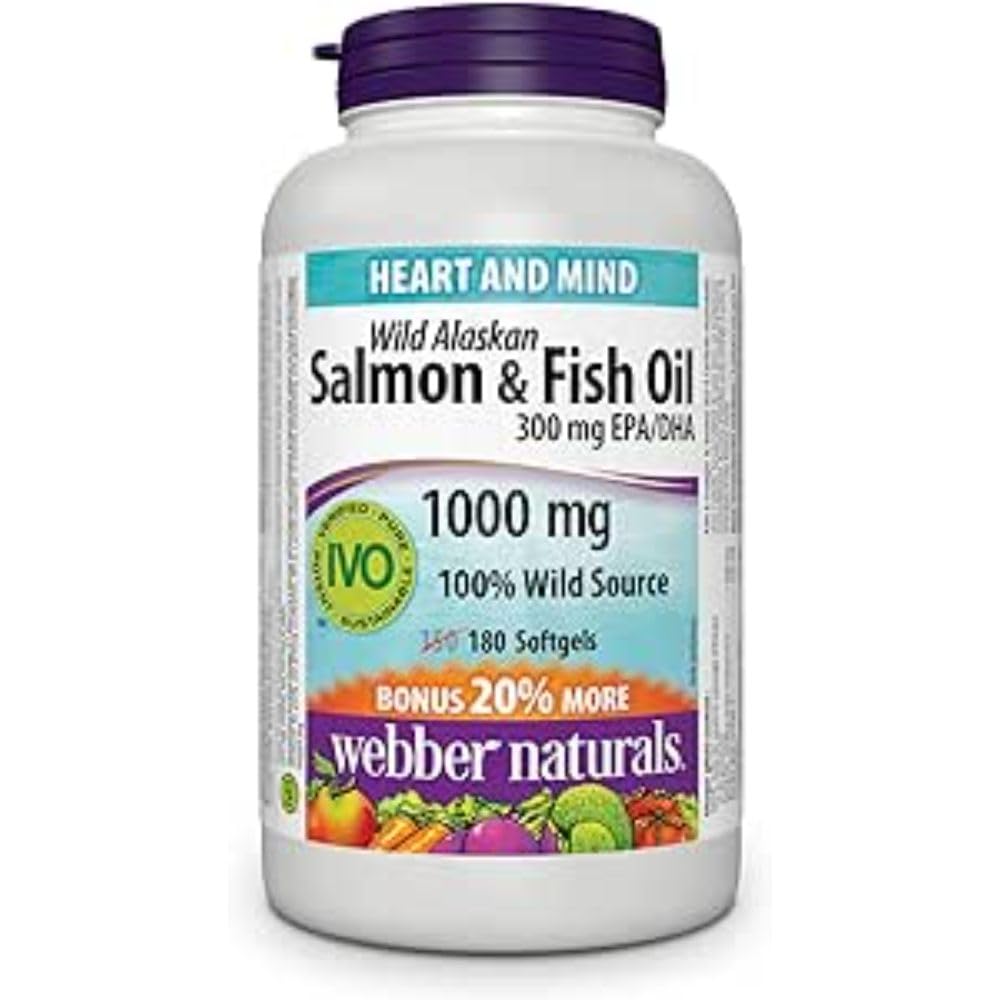 Webber Naturals Άγριο Σολομός & ιχθυέλαιο 1000 mg (EPA 180 DHA 120) Μέγεθος Μπόνους 150+30 Softgels