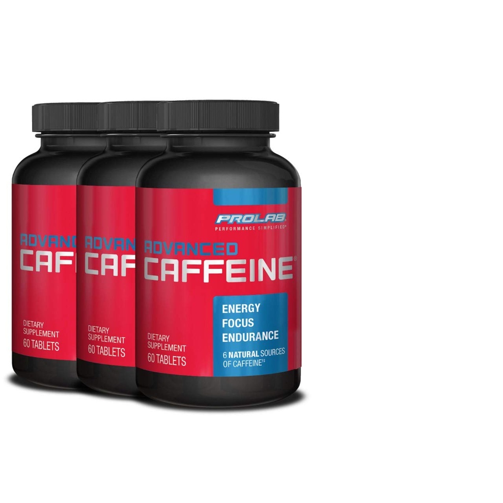 ProLab Διατροφή Advanced Caffeine 200mg, ταχείας δράσης δισκία φυσική καφεΐνη με εκχύλισμα πράσινου τσαγιού, καθαρή ενέργεια, ψυχική εστίαση (60 Tabs) (3 Pack)