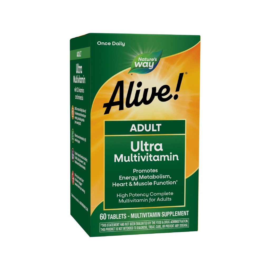 Ο Δρόμος της Φύσης Ζωντανός! Ενήλικας Ultra Multivitamins, Προάγει τον Ενεργειακό Μεταβολισμό, Καρδιά & Μυική Λειτουργία*, με B- Βιταμίνες Συμπεριλαμβάνονται μεθυλιωμένα B12, Χωρίς Γλουτένη, 60 δισκία