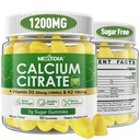 Citrate Gummies Ασβέστιο 1200mg με βιταμίνη D3 K2, Μασώμενα συμπληρώματα ασβεστίου για γυναίκες και άνδρες, Υποστήριξη υψηλής ισχύος B0ne, Te*th, Δύναμη & Ανοσολογική Υγεία, Mango Γεύση, Μη-GMO, Χωρίς ζάχαρη, 120 Cts
