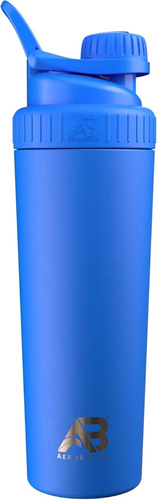 AeroBottle Cryo Shaker Cup, Insulated Stainless Steel Water Bottle and Protein Shaker, Mixes Protein and Pre Workout With Turbulent Mixing Technology, No Blending Ball or Wisk, 26oz, Artic Sea Blue