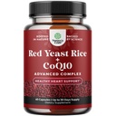 Red Yeast Rice with CoQ10 Supplement - Advanced Healthy Heart & Healthy Cholesterol Levels Formula for Men & Women - Extra Strength Capsule with Red Yeast Rice 1200 mg Capsles with CoQ10-60 Count