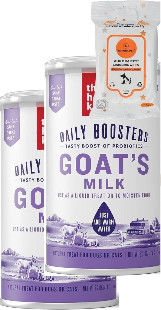 Aurora Pet Bundle Pack (2) Γάλα στιγμιαίας κατσίκας ανθρώπινου βαθμού με προβιοτικά Plus AuroraPet Wipes