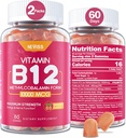 NEVISS Βιταμίνη B12 10000 mcg (Methyl B12) Gummies with Vitamin D3, B9 Vitamin Folate, Vitamin C, for Energy Boost & Μεταβολισμός, Νευρικό Σύστημα, Ισχυρό Οστό, Ανοσοποιητική Υποστήριξη, Χαμηλή Ζάχαρη, 120 Count