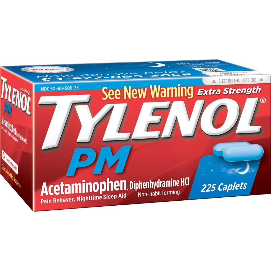 Tylenol Pm Επιπλέον δύναμη του πόνου Reliever + βοήθεια για τον ύπνο, 225-αφαιρέσεις (1 συσκευασία)