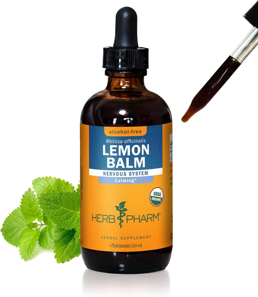 Βότανο Pharm Certified Organic Lemon Balm Liquid Extract for Calming Nury System Support, Αλκοόλ-ελεύθερος γλυκερίτης, 4 ουγγιά