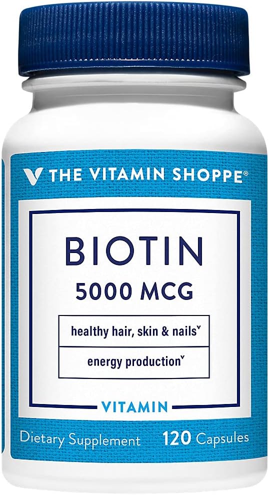 Η βιταμίνη Shoppe Biotin 5.000MCG, θρεπτικό μεταβολισμό Υποστήριξη για υγιή δονούμενα μαλλιά, υγιές δέρμα & ισχυρά νύχια, παραγωγή ενέργειας (120 κάψουλες)