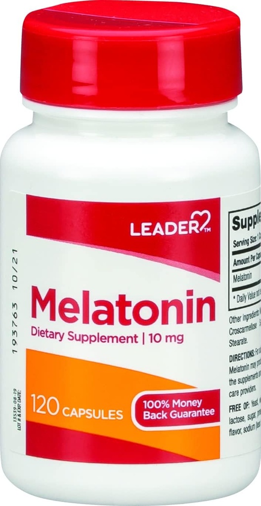 Leader Melatonin 10MG κάψουλες 120 Ct. Μέγιστη ενίσχυση στον ύπνο για την αϋπνία