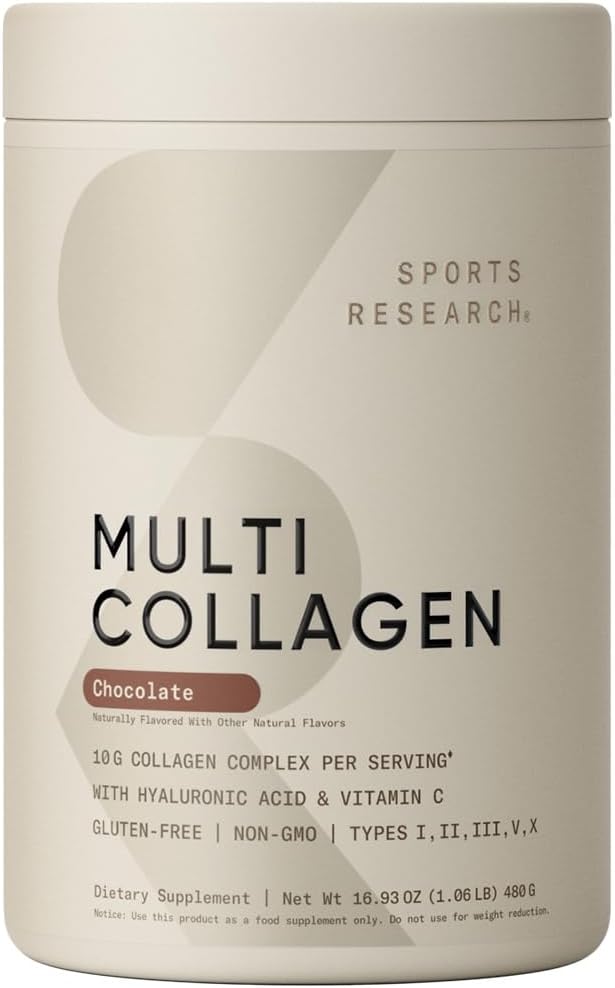 Sports Research Multi Collagen Protein Powder (Type I, II, III, V, X) με Υαλουρονικό οξύ + Βιταμίνη C 
