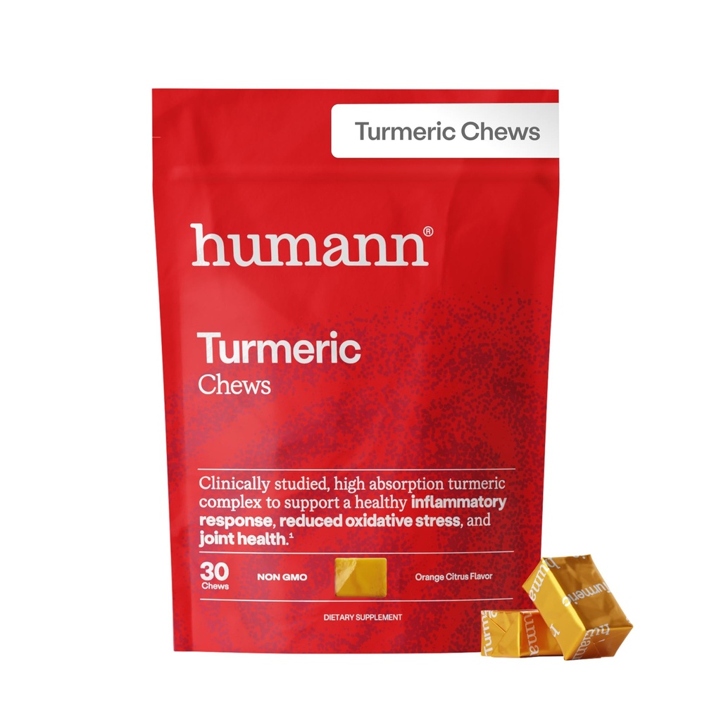 Humann Turmeric Chews Supplement – Clinically Studied High Absorption Curcumin Complex - Orange Citrus Flavor – from SuperBeets Makers – Joint Health – 30 Count