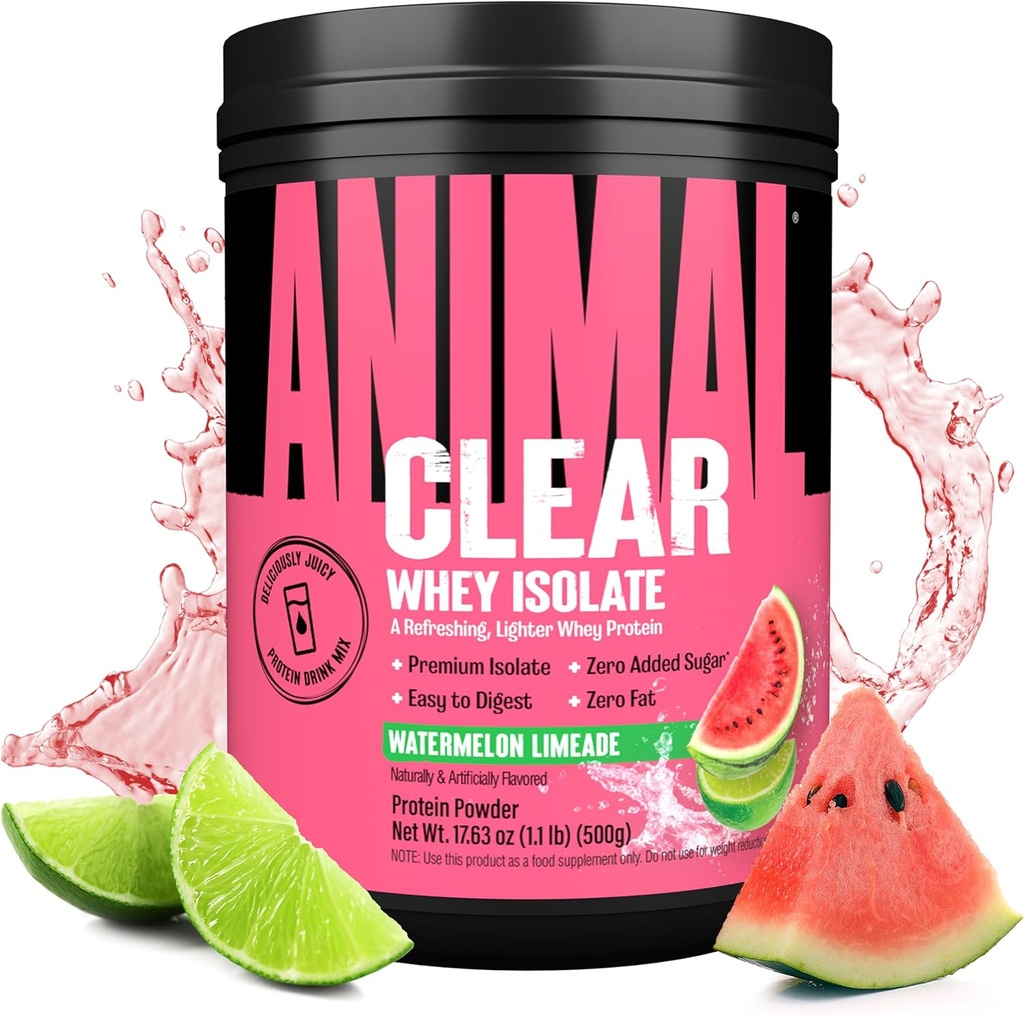 Clear Whey Isolate Protein Powder - Easy to Digest and Mix, 5g BCAA, Deliciously Juicy, Refreshing Anytime Drink for Men and Women, Watermelon Limeade 500g (20 Servings)