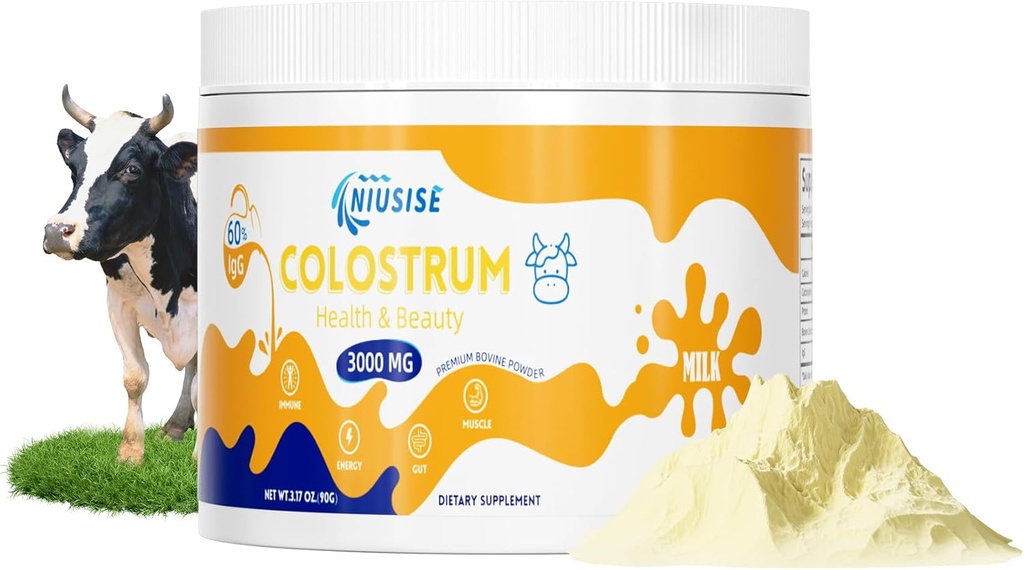 Bovine Colostrum Supplement Powder, Bovine Colostrum Superfood for Gut Health, Bone & Immune Support, Natural IgG Bovine Colostrum Supplement for Skin & Hair, Easy to Mix