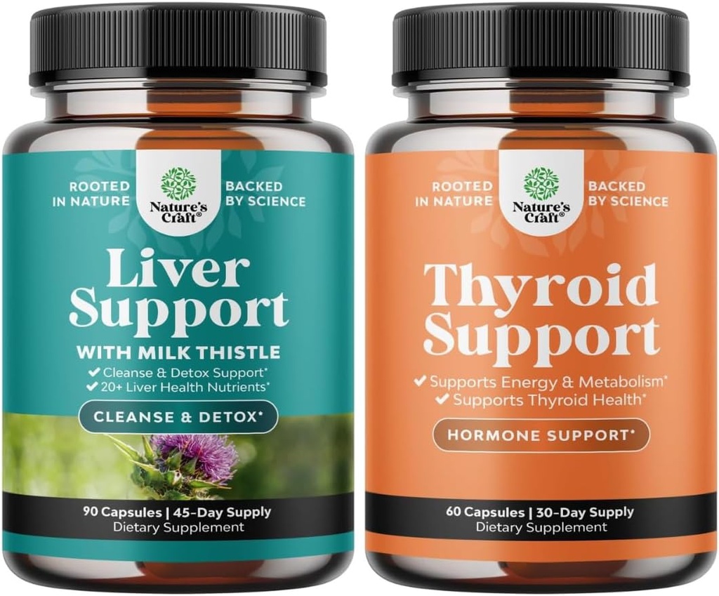 Πακέτο Liver Cleanse Detox & Repair - Silymarin Milk Thistle Dandelion Root, Beetroot & Artichoke Extract & Thyroid Support - L Τυροσίνη, Bladderwrack, Σελήνιο & Ashwagandha για την ισορροπία ορμονών