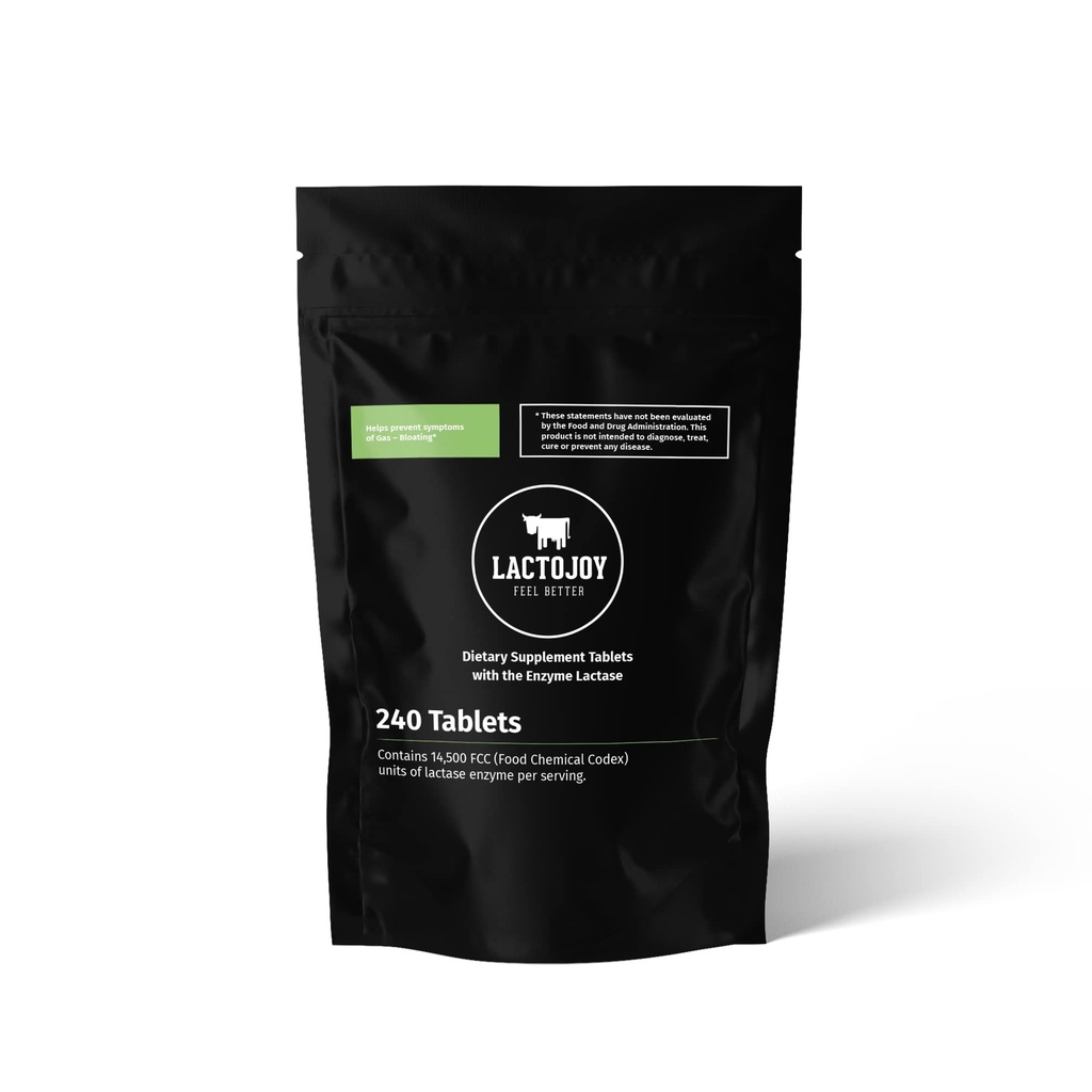 Χάπια LactoJoy Lactase 14.500 FCC I 240 Τεμάχια Επαναπλήρωσης Πακέτων I Ισχυρά Ένζυμα Λακτάσης για Δυσανεξία Λακτόζης I Ultra Pure Lactase για Βελτιωμένη Πέψη I 100% Vegan