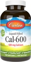 Carlson - Cal-600, 600 mg ασβέστιο, υποστήριξη οστών, υγιή δόντια & βέλτιστη ευεξία, 100 Softgels