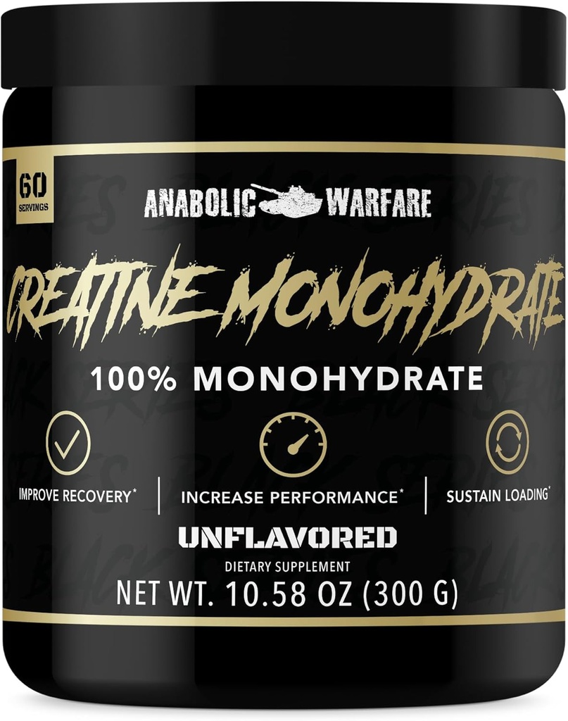 Anabolic Warfare Creatine Monohydrate, Post Workout Recovery, Increase Performance, Sustain Loading, Premium Creatine* (60 servings)
