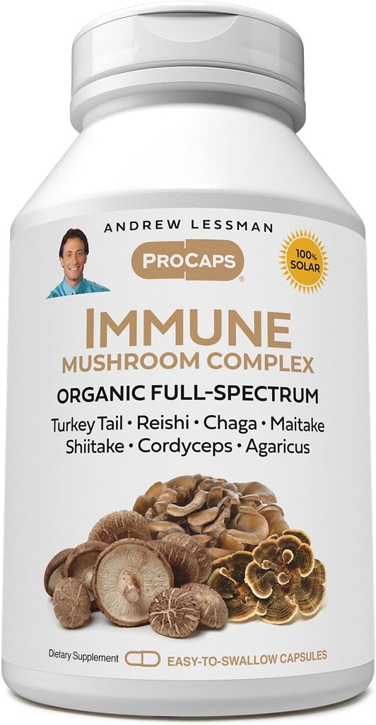 ANDREW LESSMAN Immune Mushroom Complex 360 κάψουλες – Βιολογικό πλήρες φάσμα μείγμα των Επτά Μανιτάρια – Υποστηρίζει Υγιής Ανοσοποιητική λειτουργία – Δεν Πρόσθετα. Mushroom Complex Συμπλήρωμα