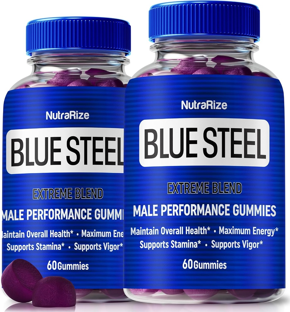 (2 Pack) Blue Steel Gummies για τους άνδρες, καθημερινή διατροφή για να ενισχύσει την εμπιστοσύνη και τη συνολική υγεία, όλα τα φυσικά συμπλήρωμα για την υποστήριξη κορυφαία απόδοση, επίσημη αρσενική Gummy, BlueSteel Κριτικές (120 Gummies)