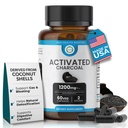 Ενεργοποιημένες κάψουλες καρβουνιού 1200 MG, 60 Veg Caps, 30-Ημέρες Premium Detox & Digestive Υποστήριξη, Αέριο & Αναπλήρωση Ανακούφιση, Οργανική κάλυκας καρύδας, Gut Health, USA Made.