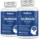 NuBrain Booster - Συμπλήρωμα εγκεφάλου για Booster εγκεφάλου, Μνήμη, Εστίαση & Καθαρότητα Υποστήριξη με St. John’s Wort, Ginkgo Biloba, Bakopa & More Pack 2