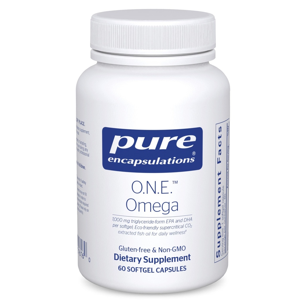 Pure Encapsulations O.N.E. Omega - Fish Oil συμπλήρωμα για την υγεία της καρδιάς, αρθρώσεις, δέρμα, μάτια, και τη γνώση* - Fish Oil συμπυκνωμένο με EPA και DHA - 60 κάψουλες Softgel