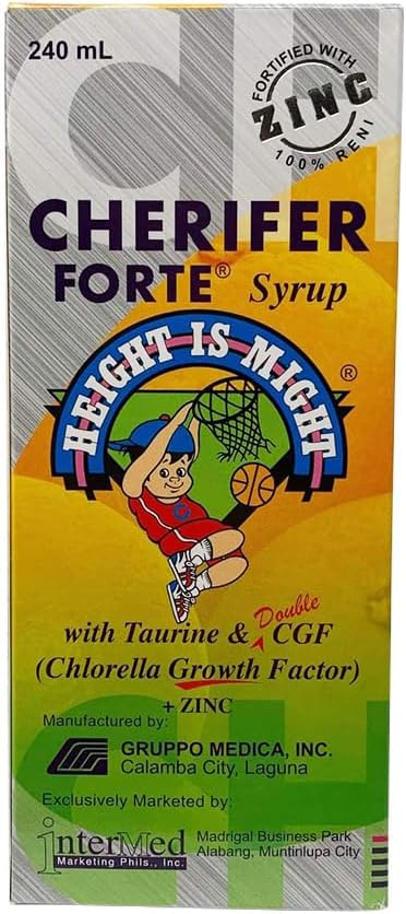 Cherifer Forte Syrup Ενισχυμένο με ψευδάργυρο με Taurin και Διπλό παράγοντα ανάπτυξης Chlorella + ψευδάργυρος Orange Flavor 240 ml